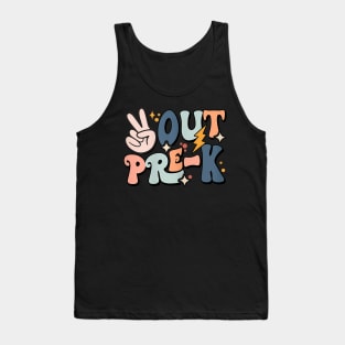 Groovy Last Day Of School Pre-Kindergarten Peace Out Pre-K Tank Top